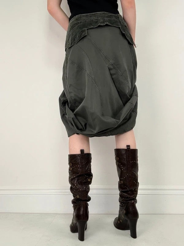 Marithé + François Girbaud adjustable button grey cargo skirt