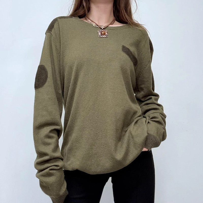 khaki wool knitted military jumper