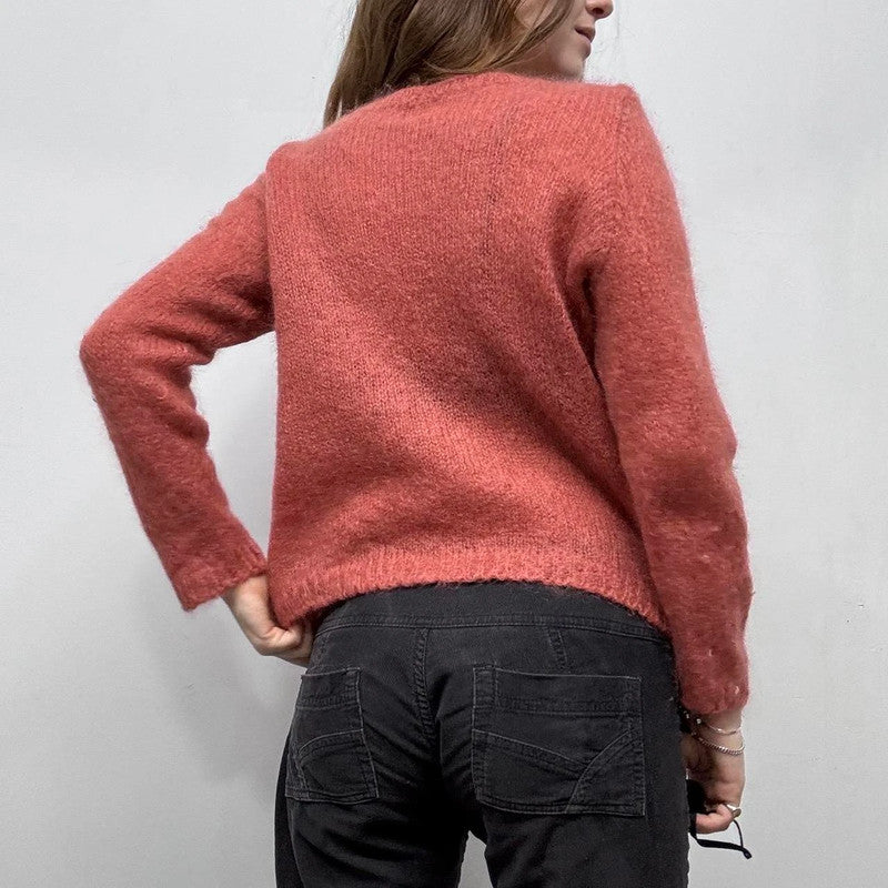 sheer pink mohair knit slouchy jumper