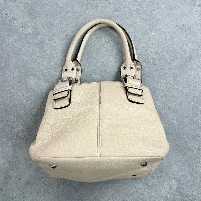 Cream Italian leather Y2K buckle handbag