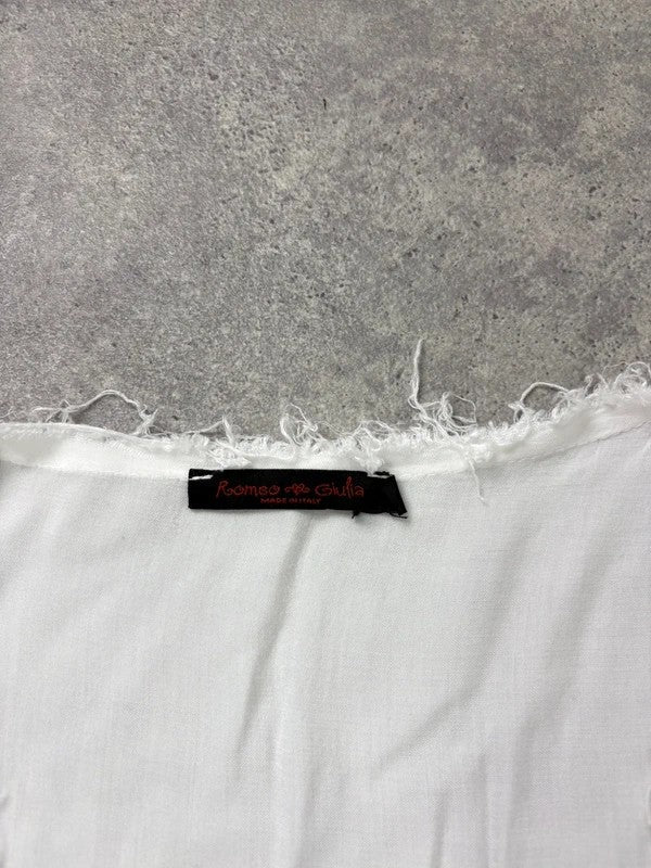 white linen lace asymmetric boho dress