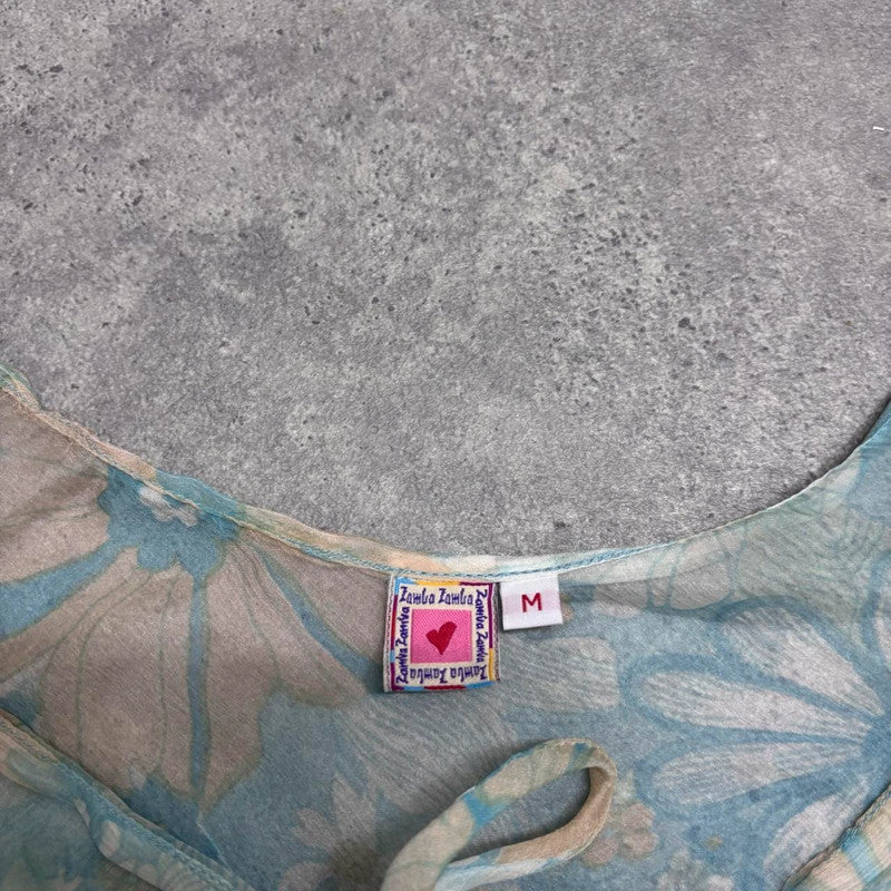 paisley print sheer flared shirt