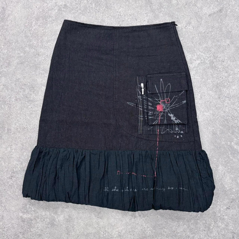 black cargo puffy grunge skirt