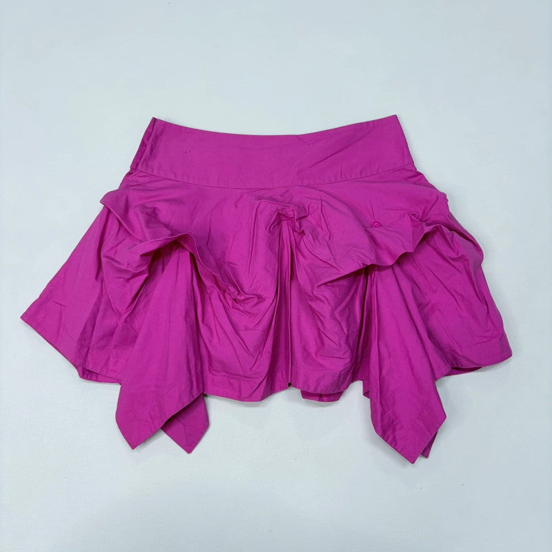 allsaints pink gathered puff mini skirt
