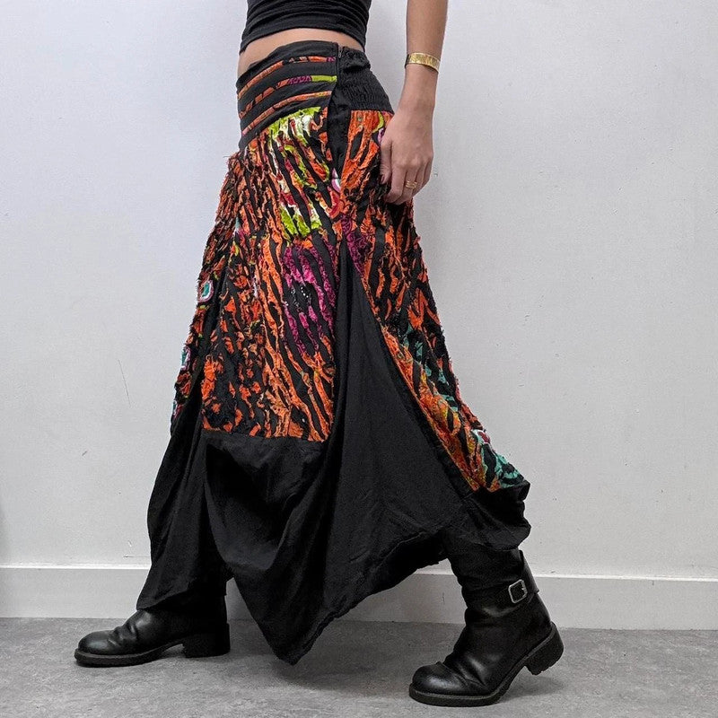 graphic grunge printed balloon skirt