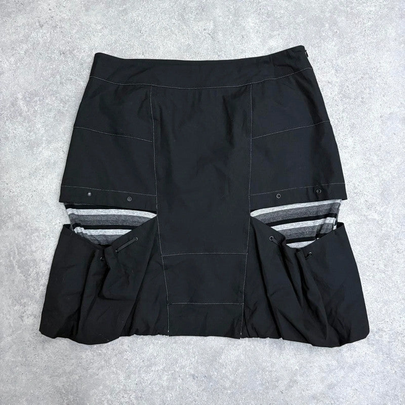 black puff midi skirt