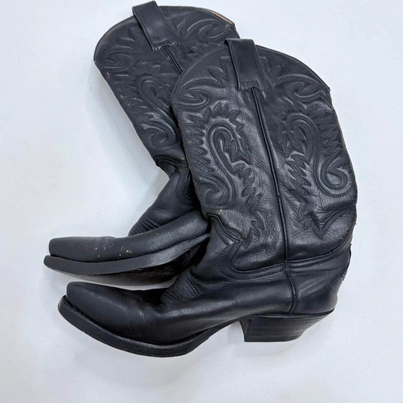 black leather cowboy western boots