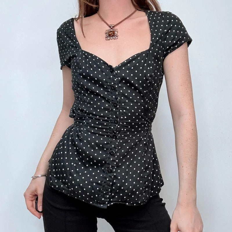 black polkadot mini shirt