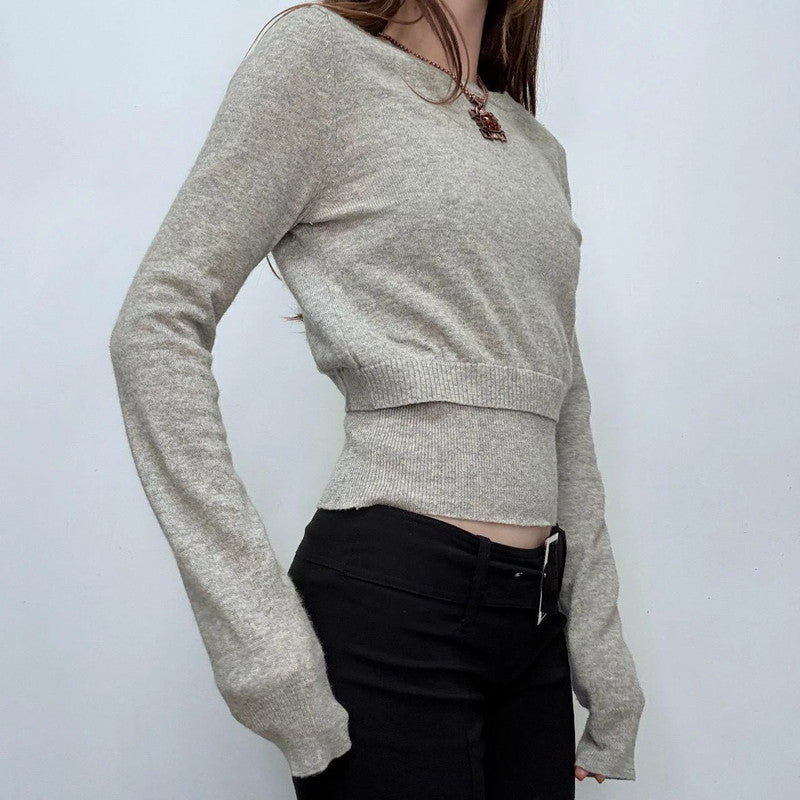 grey cashmere layered jumper
