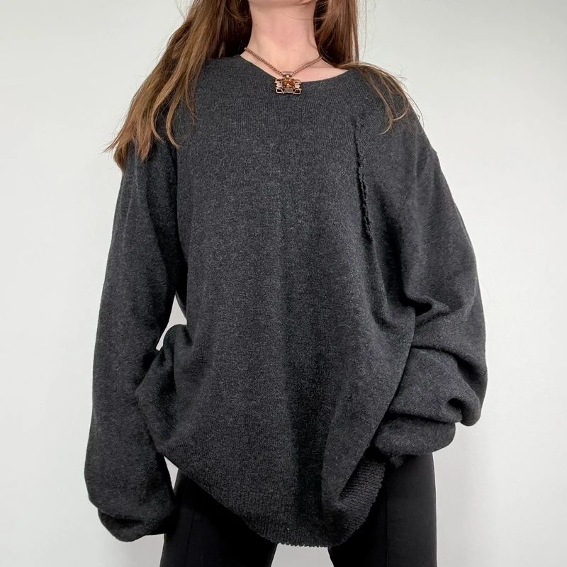 dark grey oversized wool knit