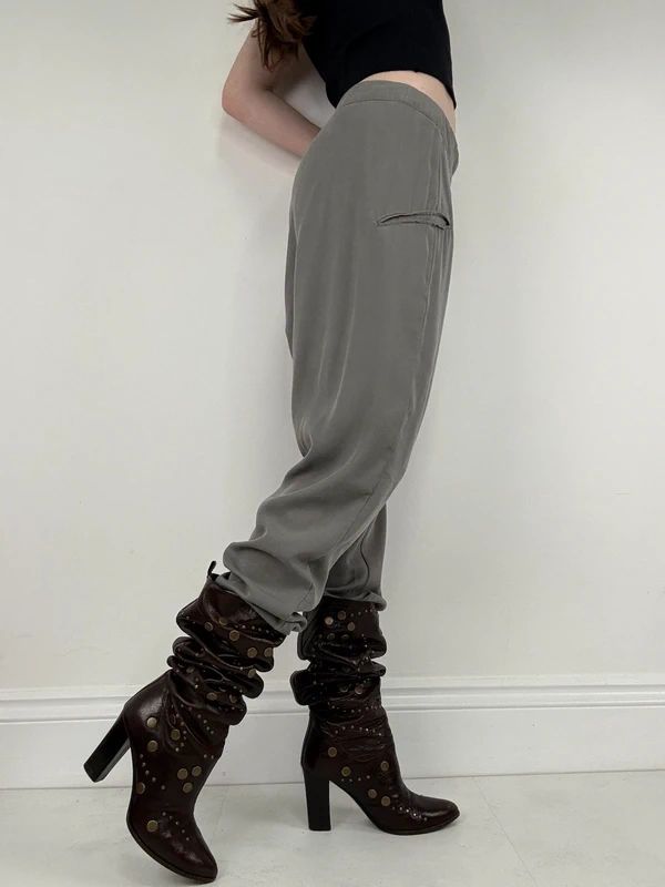 Silver slinky harem pants batwing trousers
