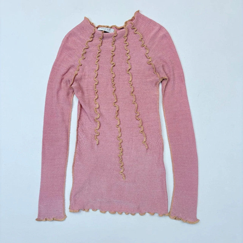 pink knitted long sleeve mini dress