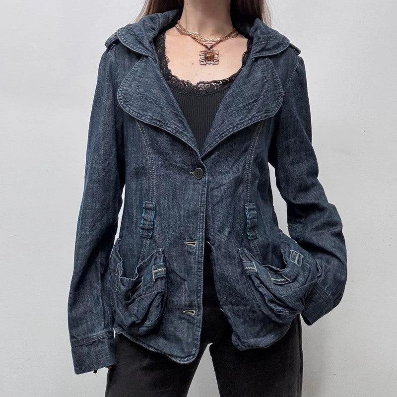 slouchy cargo denim blazer jacket