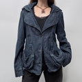 slouchy cargo denim blazer jacket