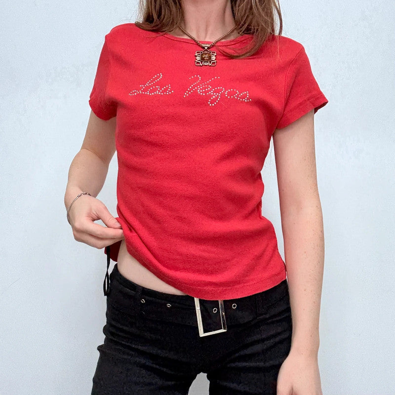 red graphic y2k t-shirt