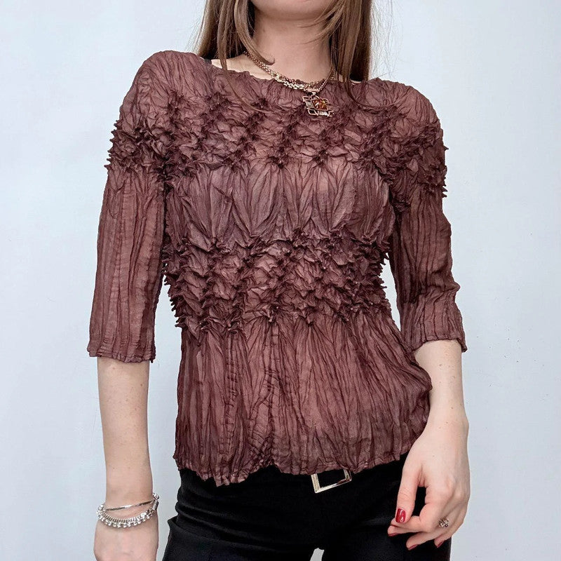 crinkle shibori textured top