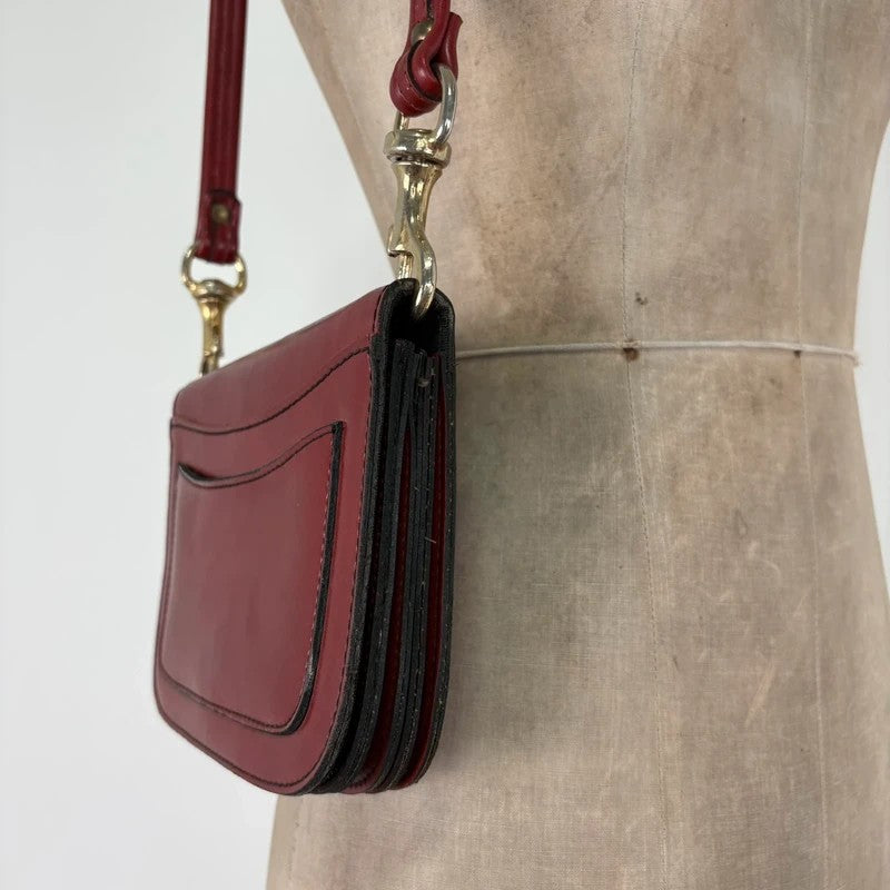 Red leather minimalistic shoulder handbag