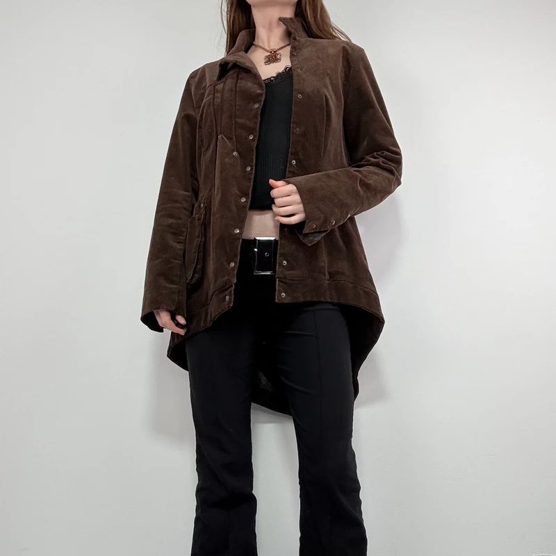asymmetric brown cord Napoleon jacket