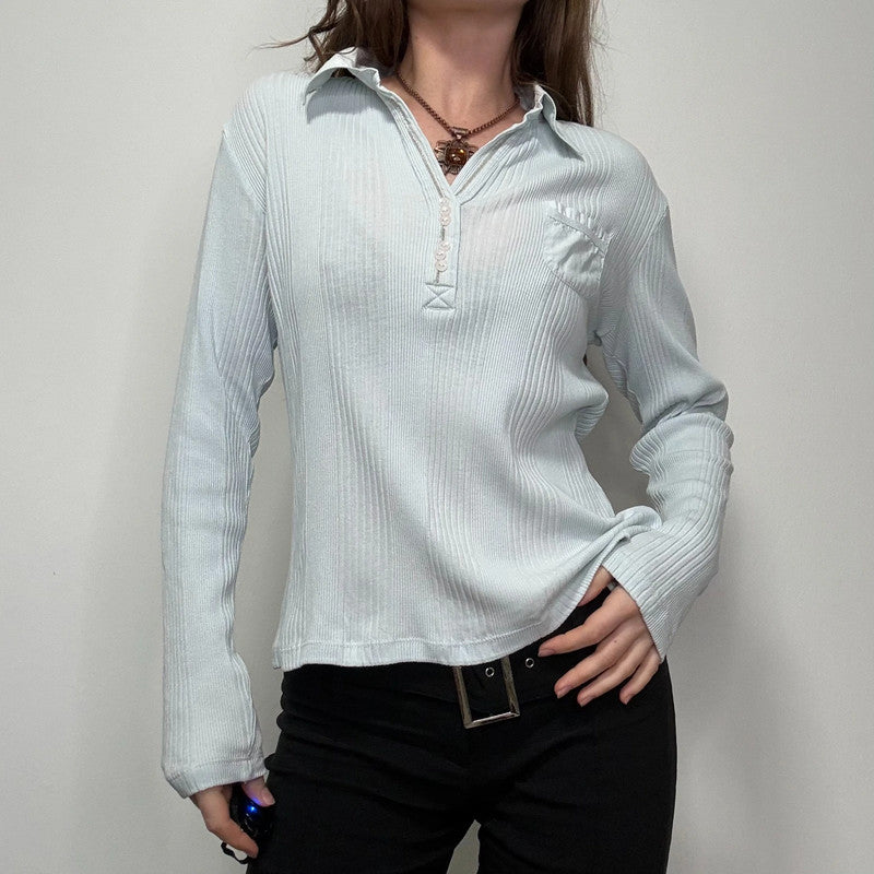 baby blue cotton ribbed shirt
