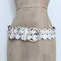 Distressed white leather heart link belt