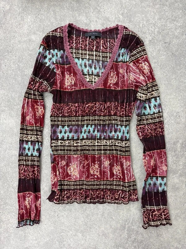 Mesh paisley boho layered graphic summer t-shirt