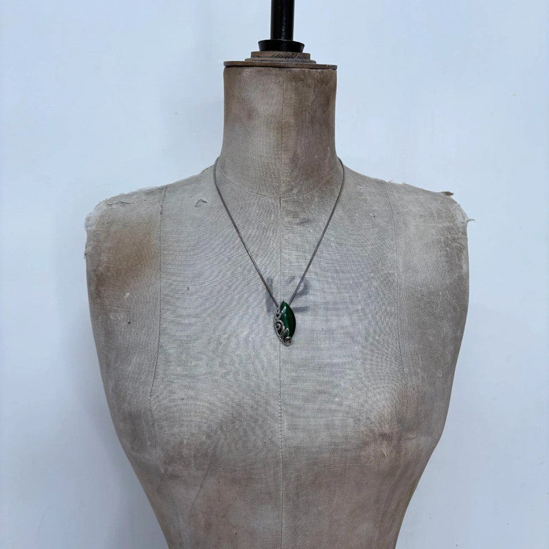 green gem silver fairy necklace