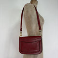 Red leather minimalistic shoulder handbag