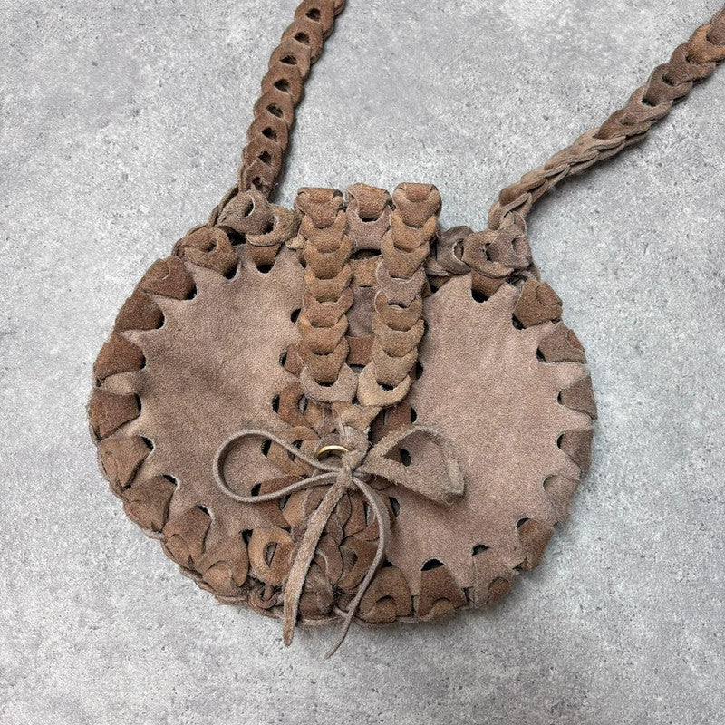 boho woven suede bag