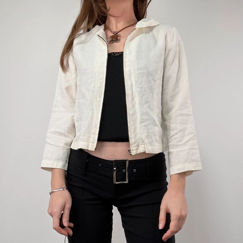 White Linen mini cropped shirt