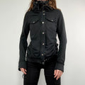 Black high neck funnel jacket