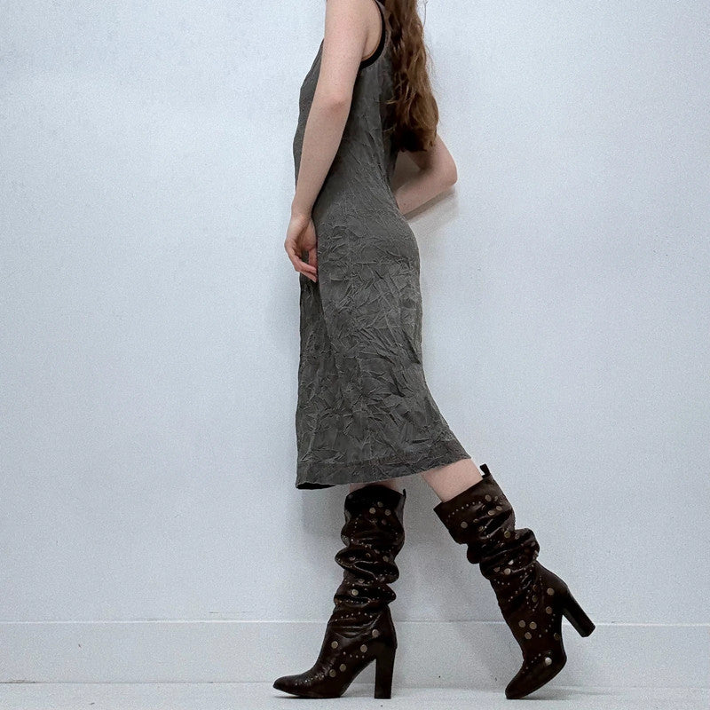 Cop copine distressed crinkle midi dress