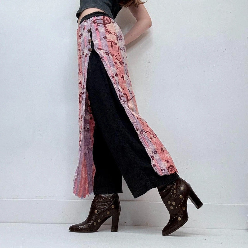 pink layered trousers flap skirt