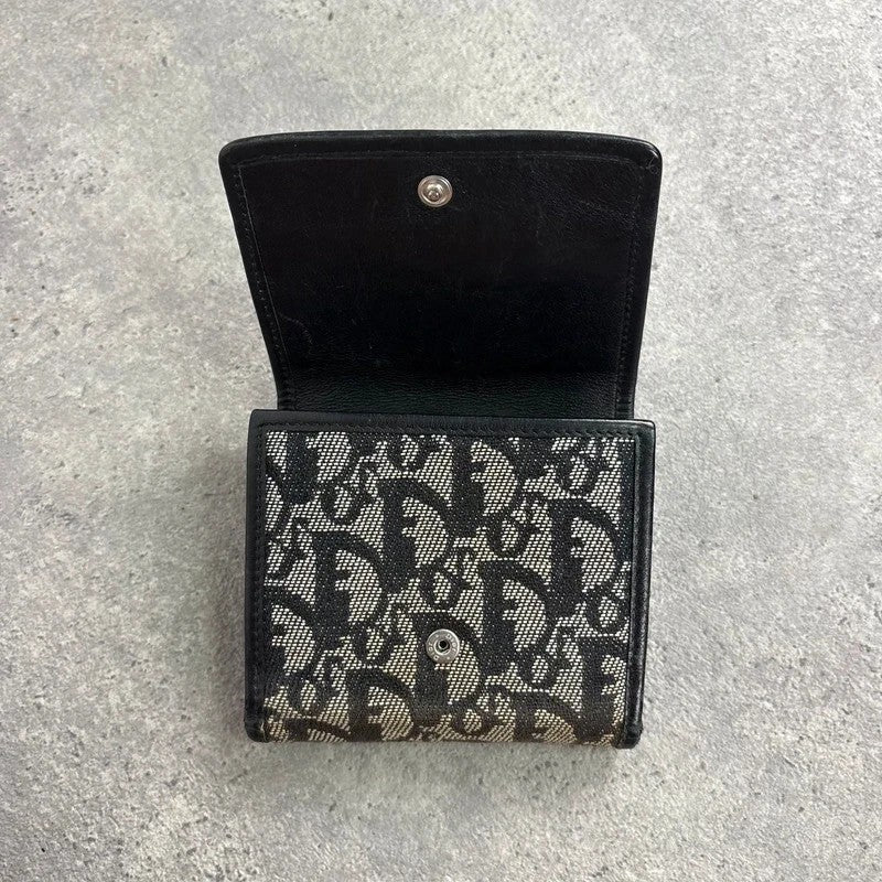 Vintage Dior monogram oblique canvas tri-fold wallet