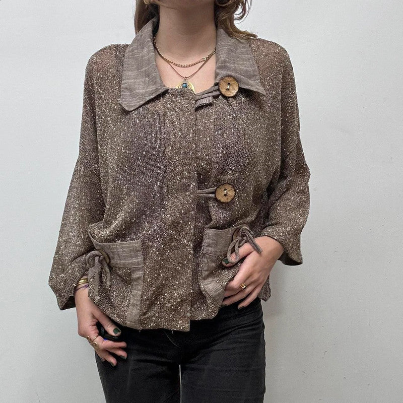 sheer slouchy archival boho knit jacket
