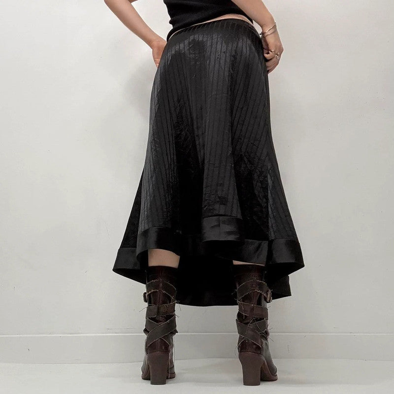 black satin pinstripe skirt