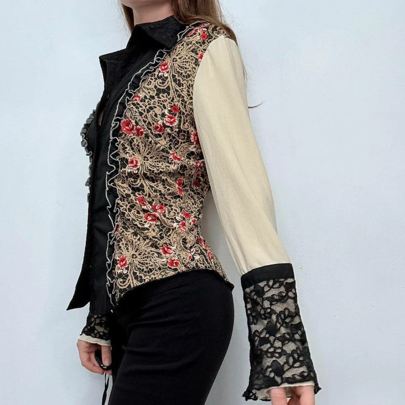 lace western flared fitted shirt