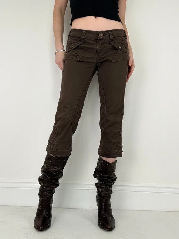 napoleonic brown cropped capri pants