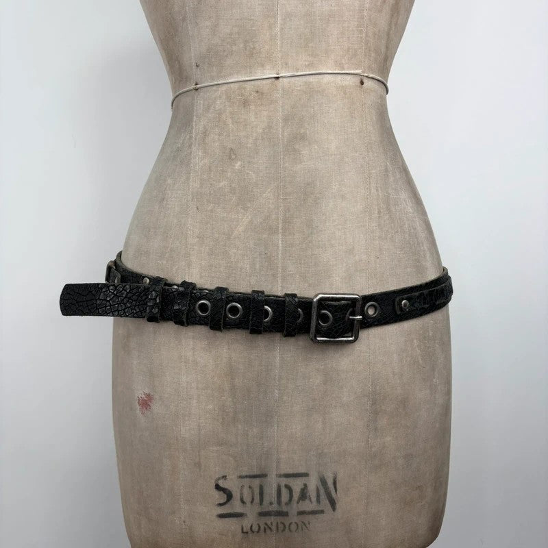 black leather eyelet cargo grunge belt