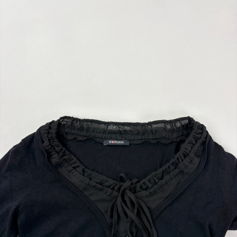 black sheer cinched Morgan top