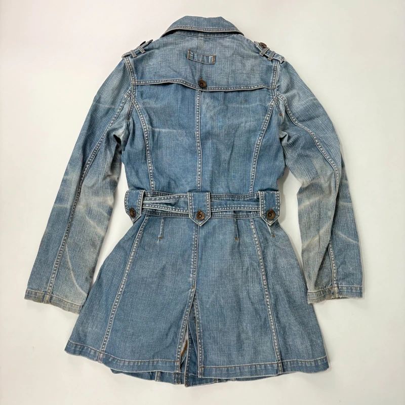 Distressed Denim Trench coat