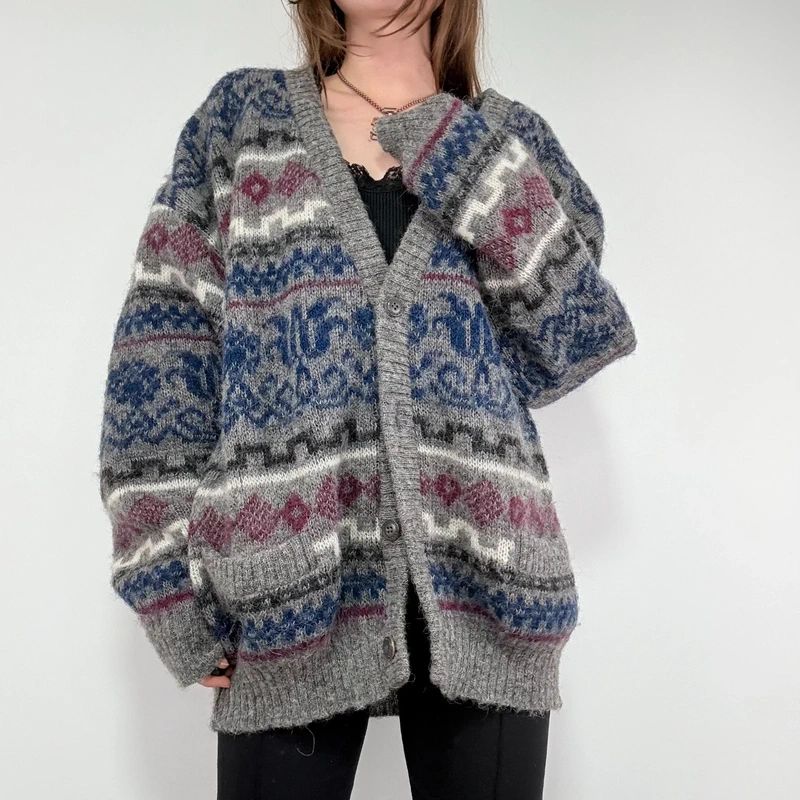 oversized knitted wool cardigan