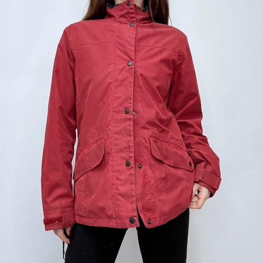 red barbour rain jacket