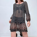 boho floral patterned puff mini dress