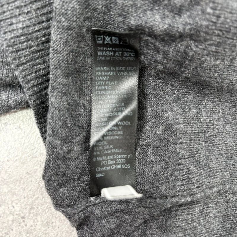 grey slouchy knit off-the-shoulder jumper, wool and silk blend