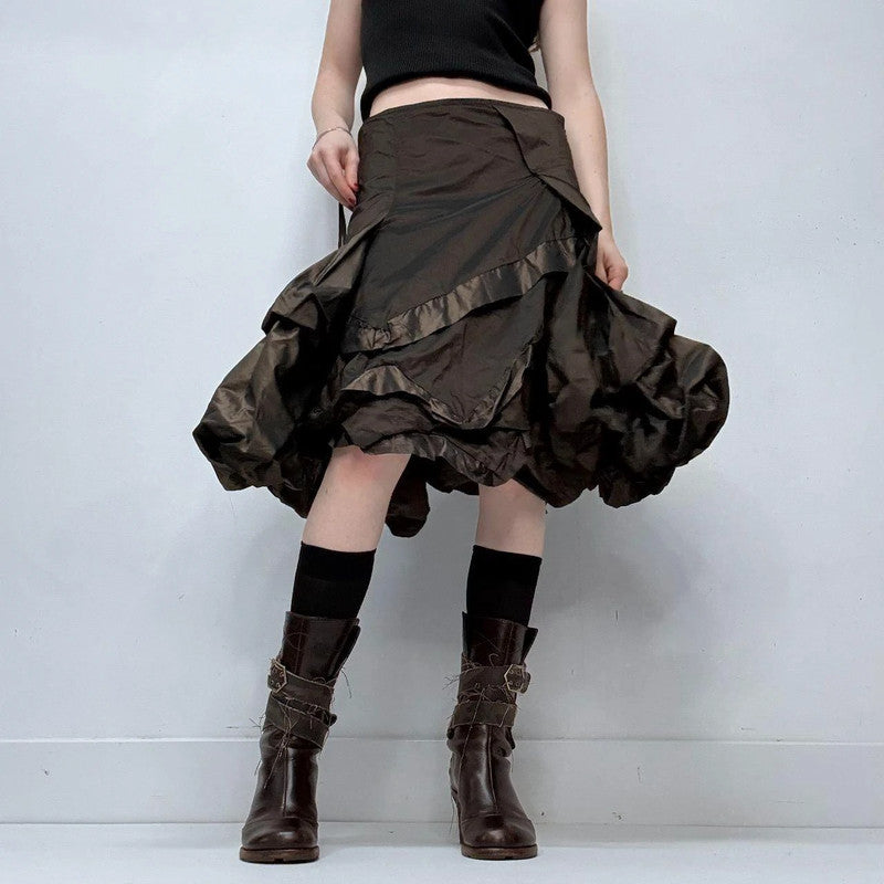 brown layered puff grunge skirt