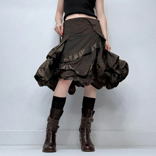 brown layered puff grunge skirt