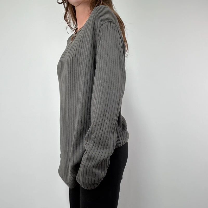 Ribbed Slouchy Distressed Jumper