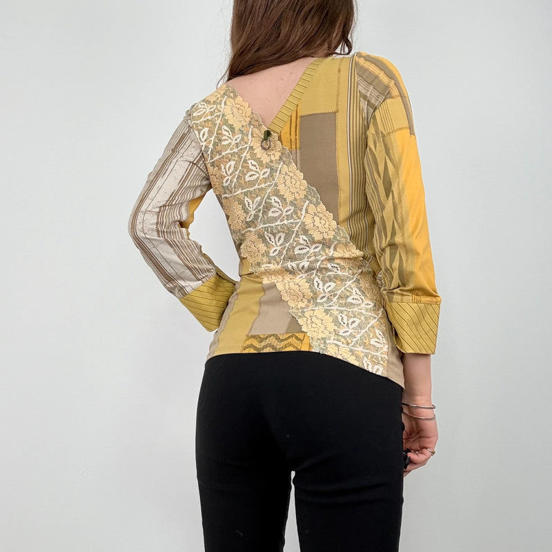 *Save the Queen* khaki lace patterned top