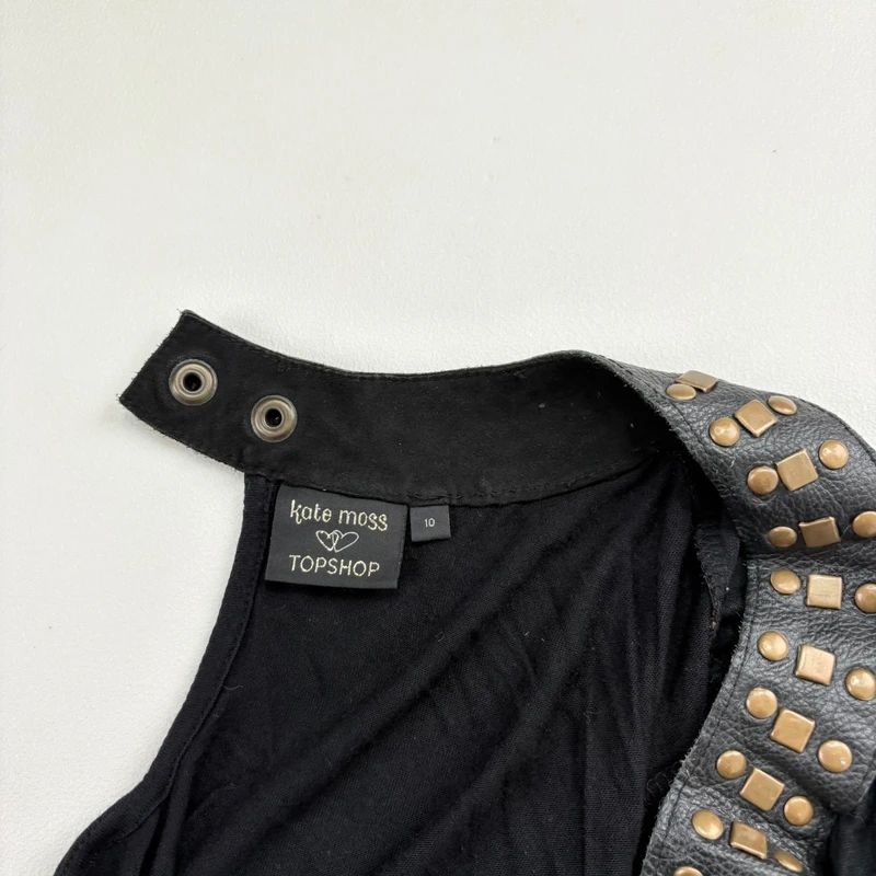 Kate moss for topshop Black Studded Leather T-Shirt