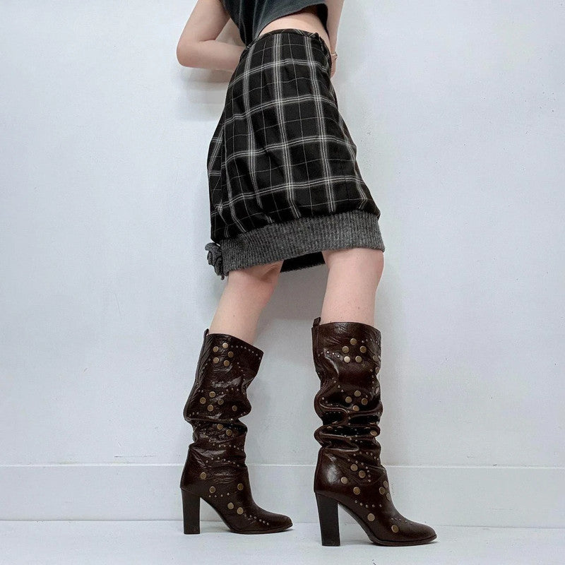 tartan checked puff Cop Copine midi skirt
